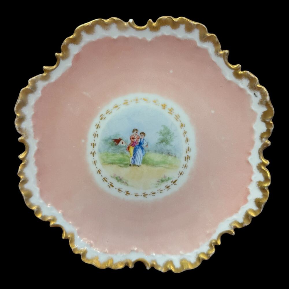 RC Monbijou Bavaria Pink Gold Porcelain Plate Hand Painted Vintage 6.5"